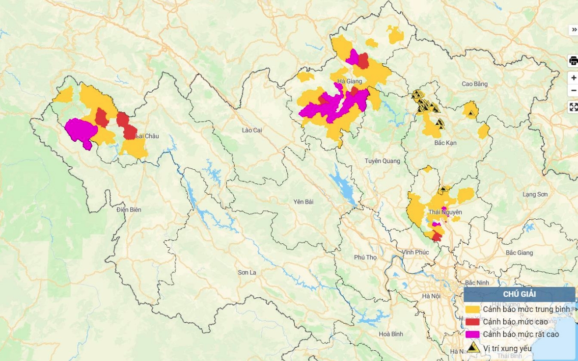 Cảnh báo lũ quét, sạt lở đất ở các tỉnh Hà Giang, Lai Châu, Thái Nguyên