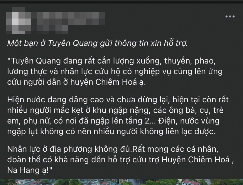 cu dan mang keu goi quyen gop, cuu tro khan cap cho ba con vung lu hinh anh 1