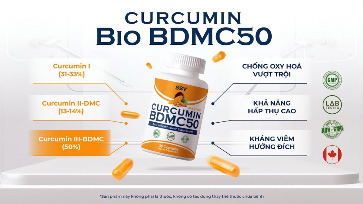 Curcumin BDMC50 - Giải pháp hỗ trợ viêm đau mới nhờ chỉ số oxy hóa vượt trội