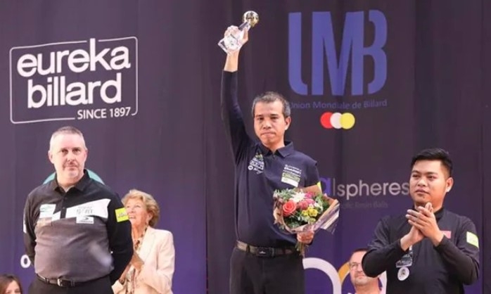 chien takes world three-cushion billiards trophy picture 1