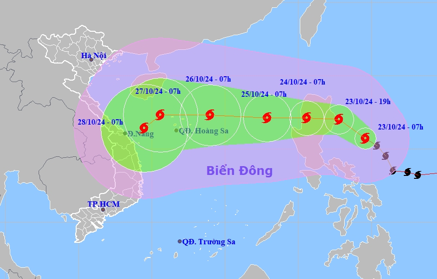 Bão Trà Mi đang di chuyển nhanh vào khu vực Bắc Biển Đông