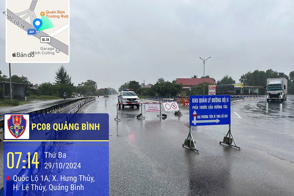 huong dan tai xe tranh cac vi tri ngap lut tren quoc lo 1a qua quang binh hinh anh 3