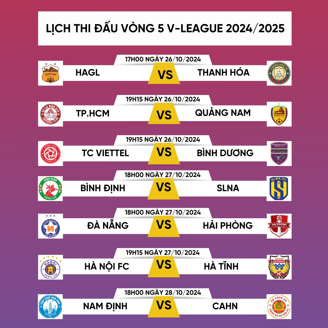 lich thi dau va truc tiep vong 5 v-league 24 25 hagl dai chien thanh hoa hinh anh 1