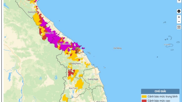 Cảnh báo lũ quét do mưa lớn từ Hà Tĩnh đến Quảng Nam và Kon Tum