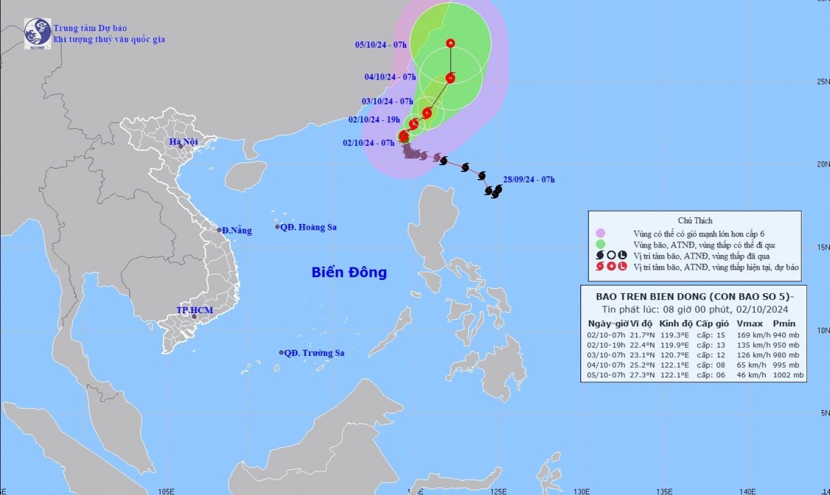 Bão số 5 không ảnh hưởng đến vùng ven biển và đất liền nước ta