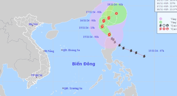 Bão Usagi mạnh cấp 12, giật cấp 15 di chuyển theo hướng Tây Bắc