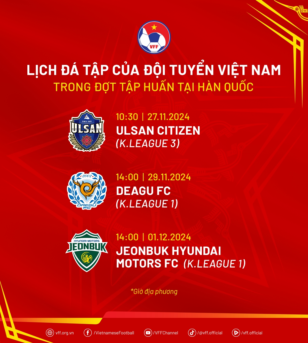 lich thi dau Dt viet nam truoc asean cup 2024 cham tran hai doi bong k-league 1 hinh anh 1