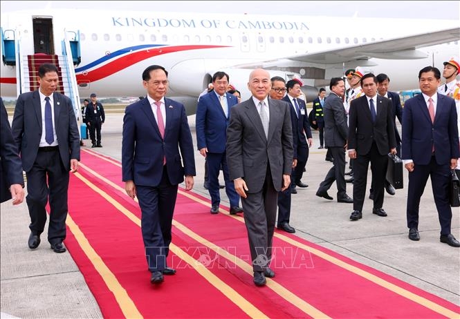 cambodian king norodom sihamoni arrives in hanoi for two-day state visit picture 1