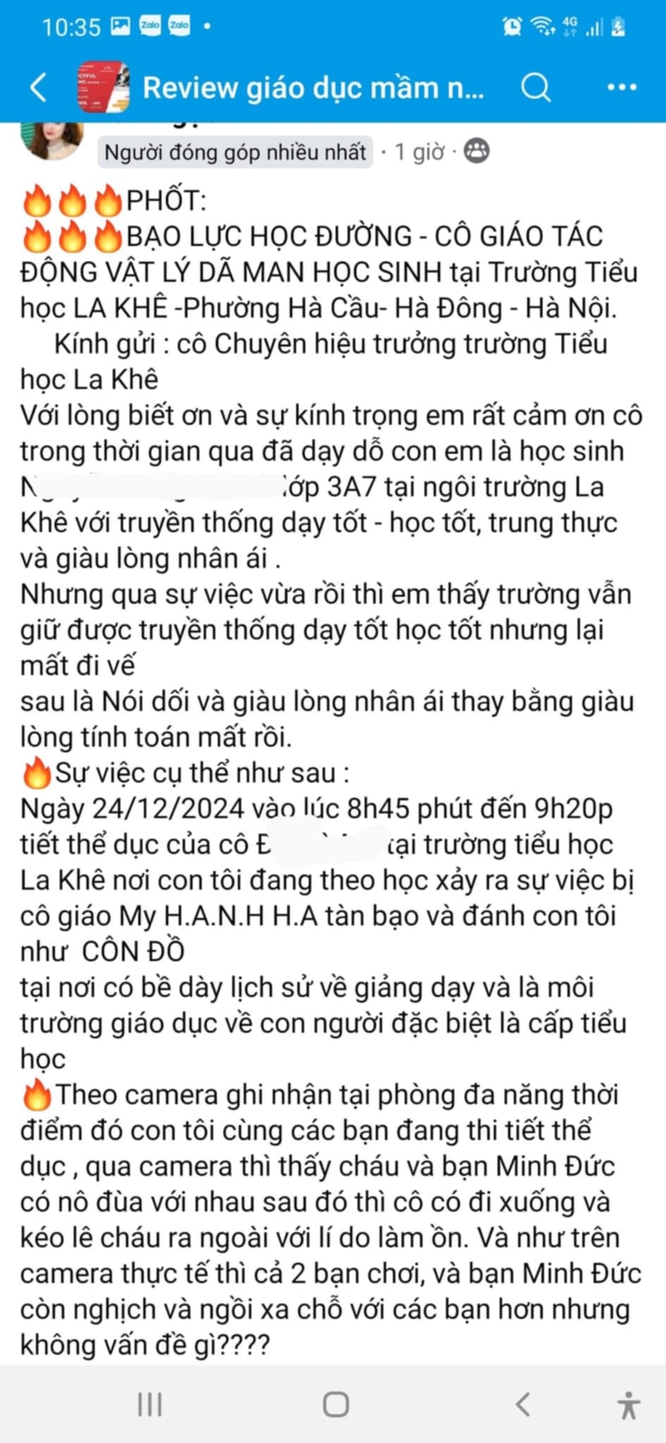 Vụ cô giáo bị "tố" kéo lê học sinh: Hiệu trưởng trường tiểu học La Khê nói gì?