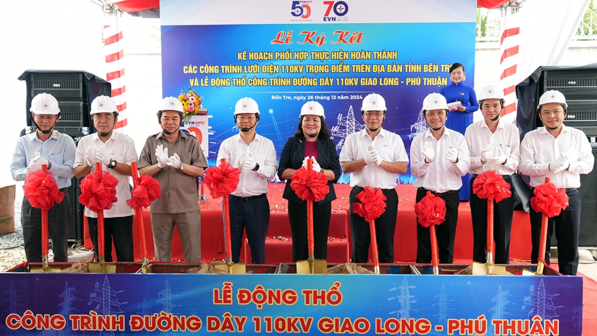 evnspc dong tho cong trinh duong day 110 kv giao long - phu thuan hinh anh 4