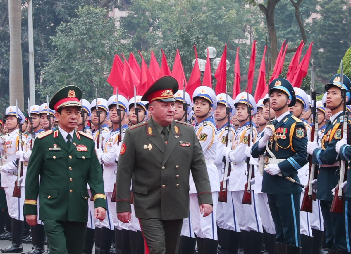 Đại tướng phan văn giang chủ trì lễ đón bộ trưởng quốc phòng cộng hòa belarus hình ảnh 1 Dai tuong phan van giang chu tri le don bo truong quoc phong cong hoa belarus hinh anh 1
