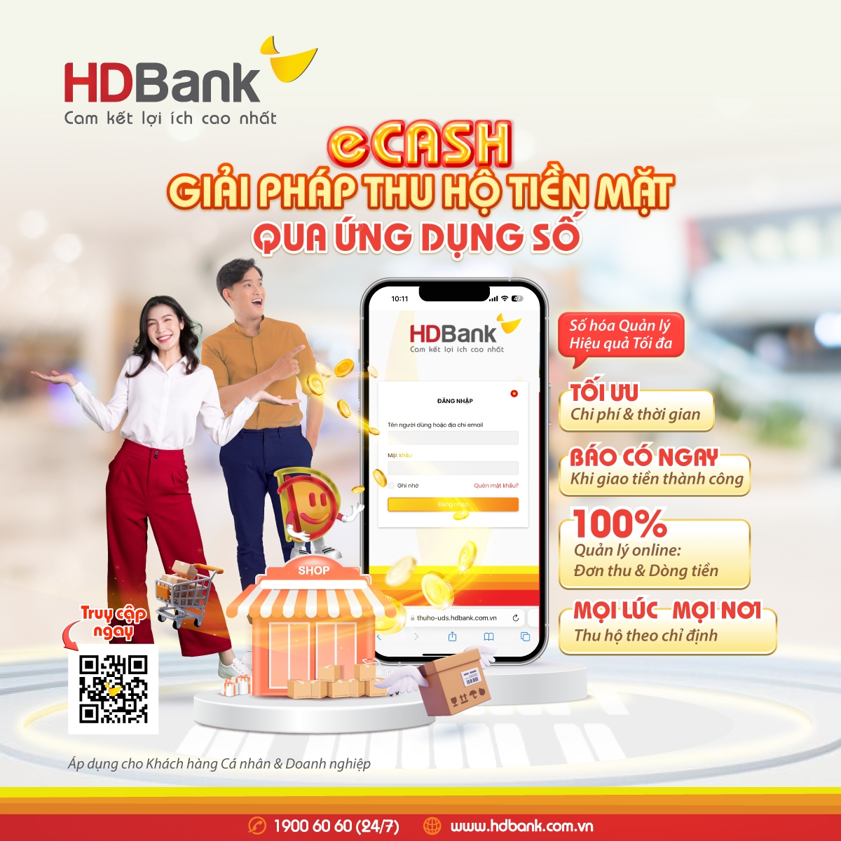 hdbank dan dau thu ho tien mat qua ung dung so ecash hinh anh 1