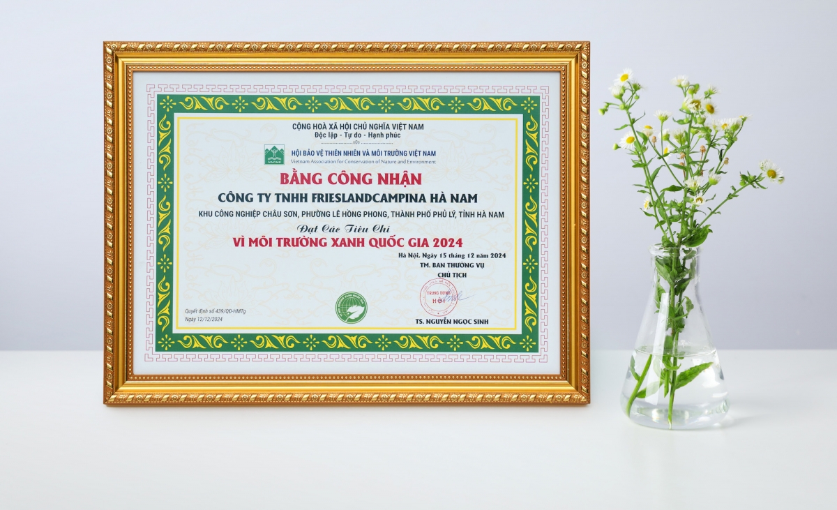 doanh nghiệp sữa cô gái hà lan với chứng nhận vì môi trường xanh quốc gia 2024 hình ảnh 1 doanh nghiep sua co gai ha lan voi chung nhan vi moi truong xanh quoc gia 2024 hinh anh 1