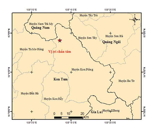 Five earthquakes strike Kon Tum’s Kon Plong district on January 9