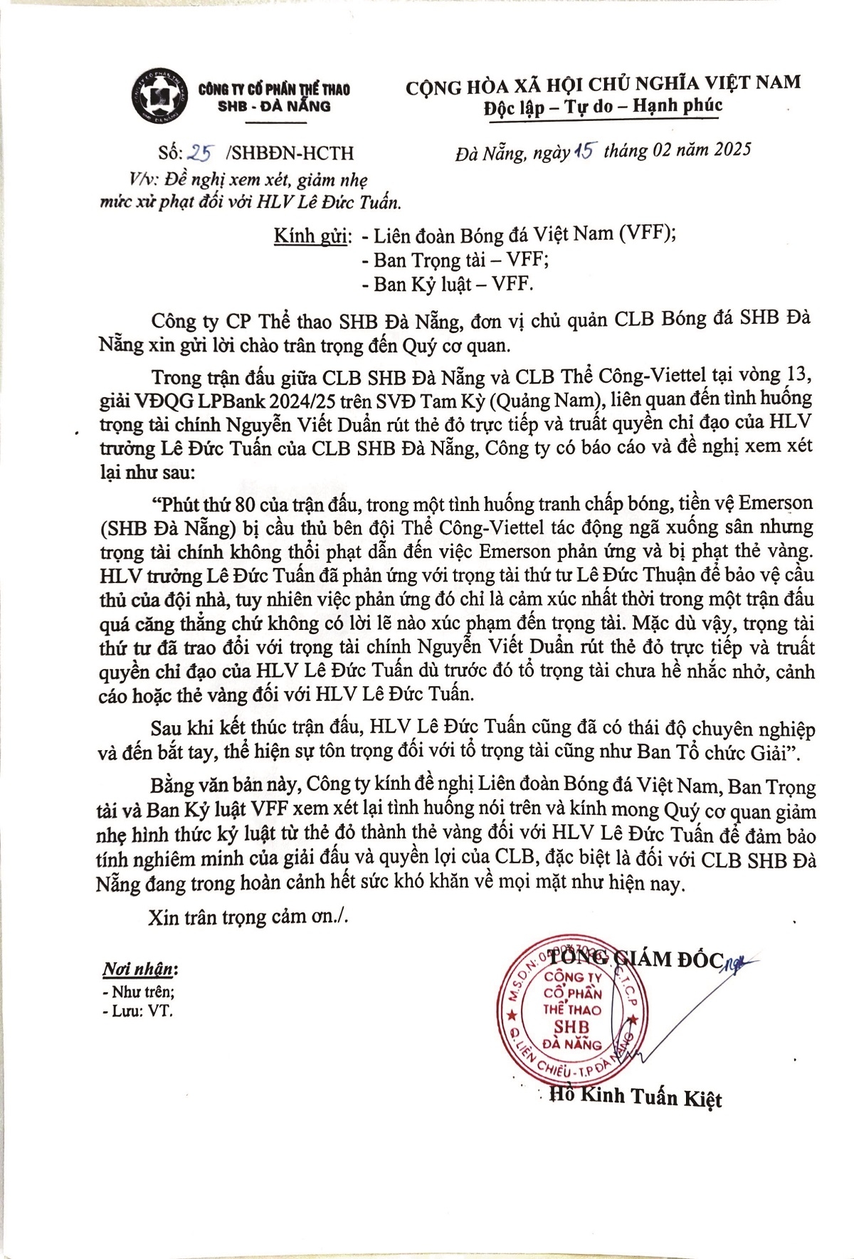 clb Da nang khang cao the do cua hlv le Duc tuan, de nghi chan chinh trong tai hinh anh 2