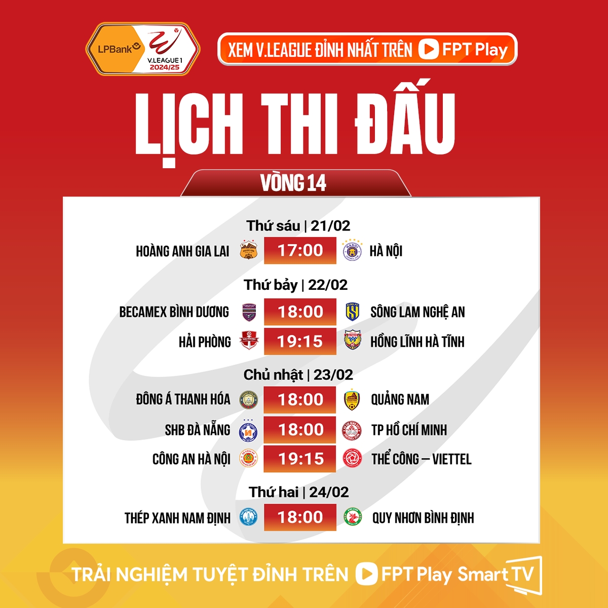 lich thi dau va truc tiep vong 14 v-league 2024 2025 cang nhu day dan hinh anh 1