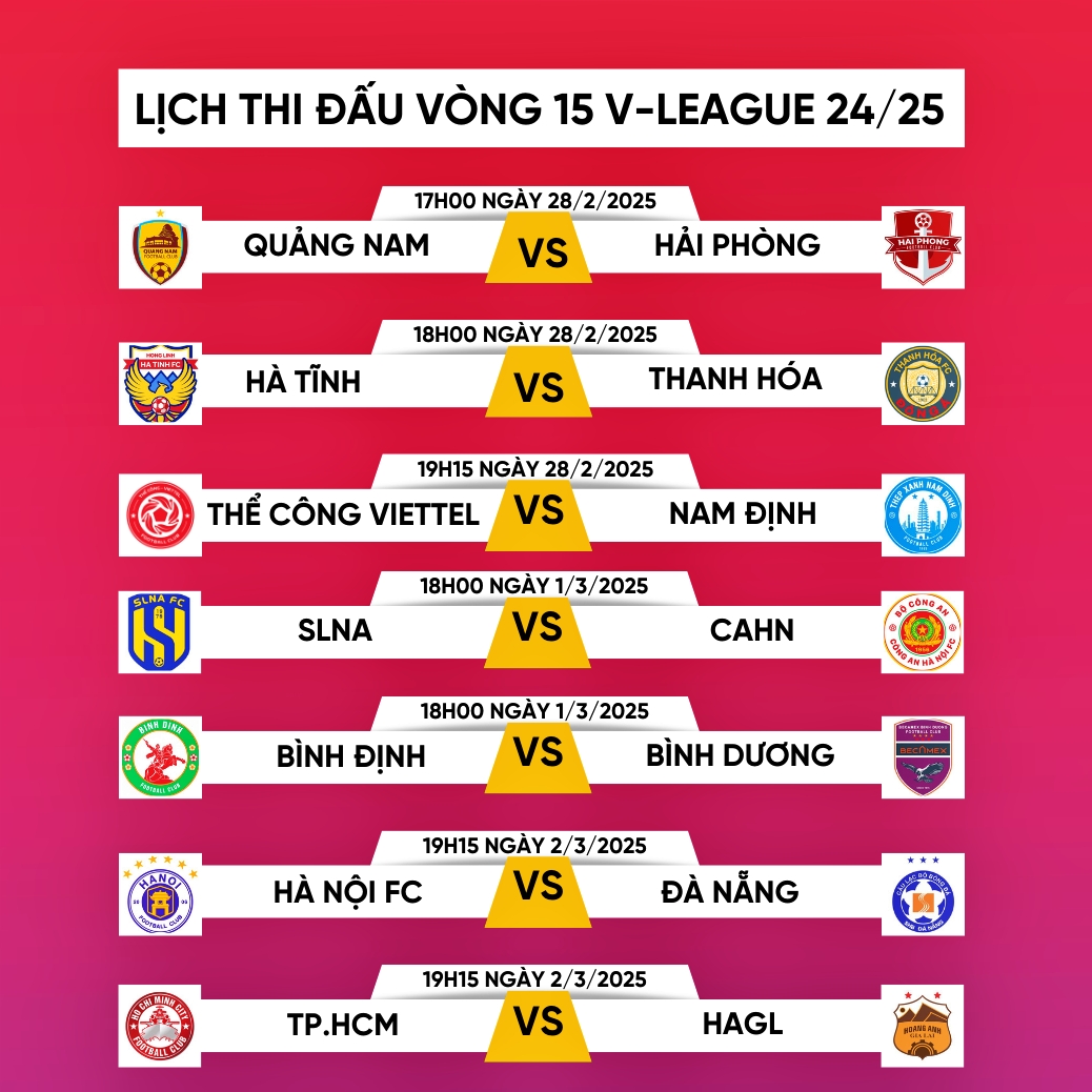 lich thi dau va truc tiep vong 15 v-league 2024 2025 Dai chien o my Dinh hinh anh 1