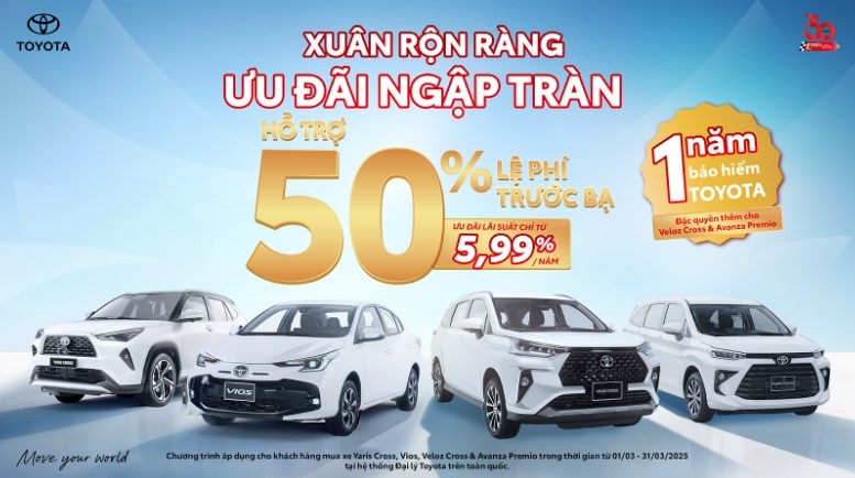 Uu dai den 50 thue truoc ba, so huu xe toyota ngay trong thang 3 2025 hinh anh 1