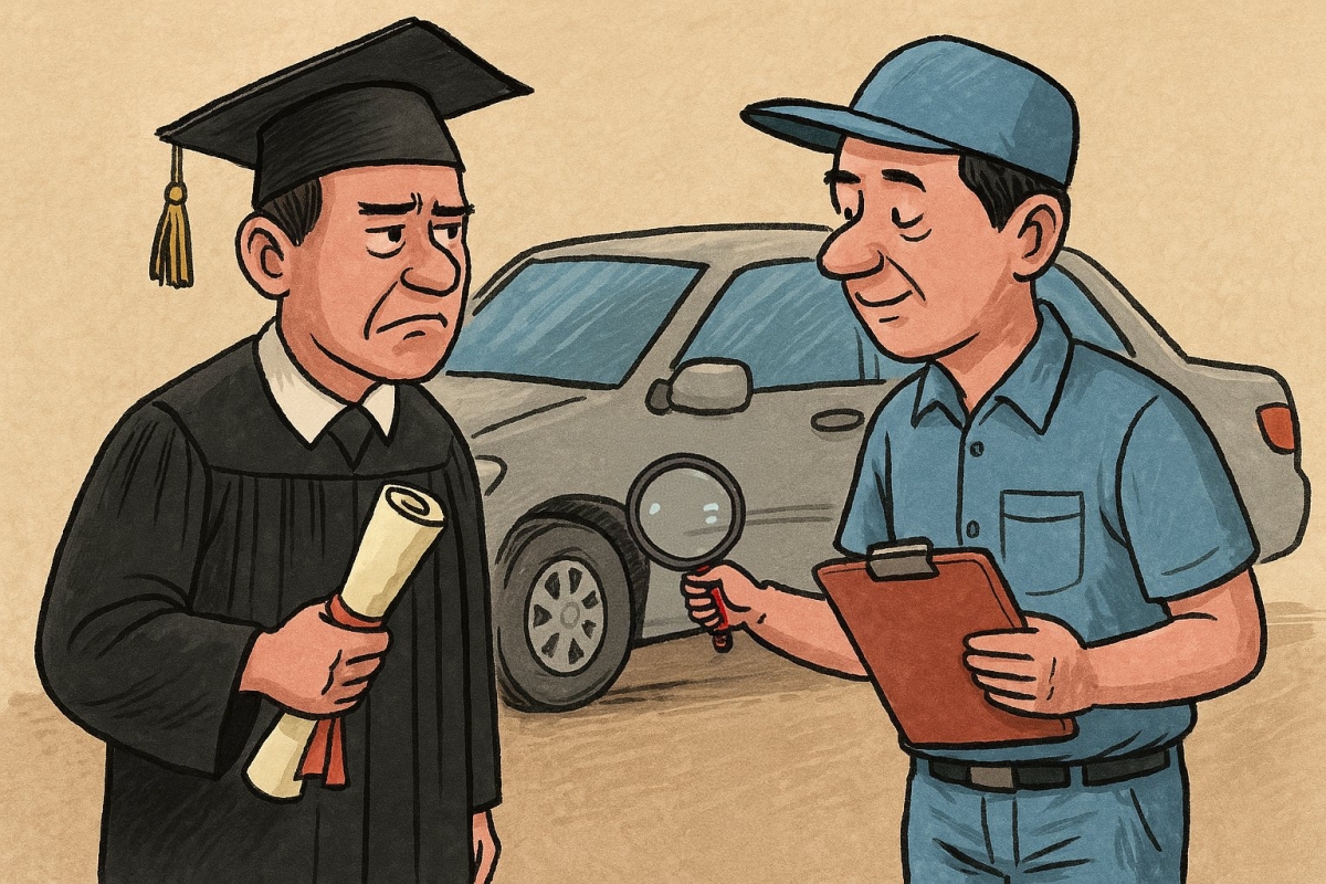 Đăng kiểm viên đại học: Sự mâu thuẫn giữa bằng cấp và thực tiễn