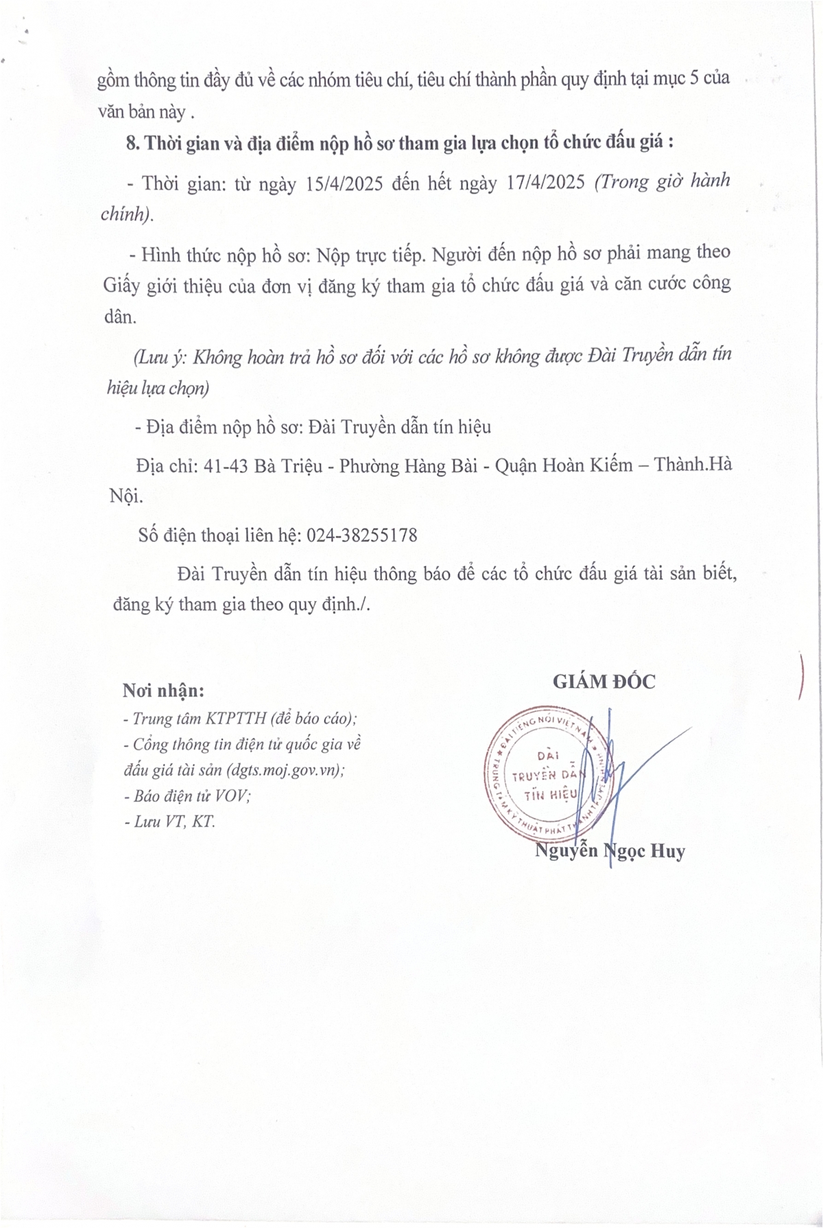 Dai truyen dan tin hieu thong bao lua chon to chuc dau gia thanh ly tai san hinh anh 8