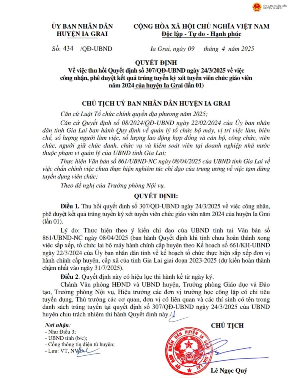 huyen igrai giai trinh ve viec tuyen dung vien chuc khi dang tinh gon bo may hinh anh 1
