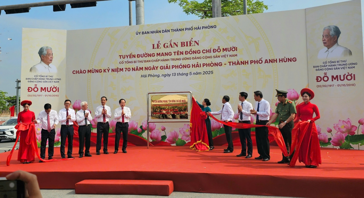 Hải Phòng gắn biển tuyến đường mang tên cố Tổng Bí thư Đỗ Mười
