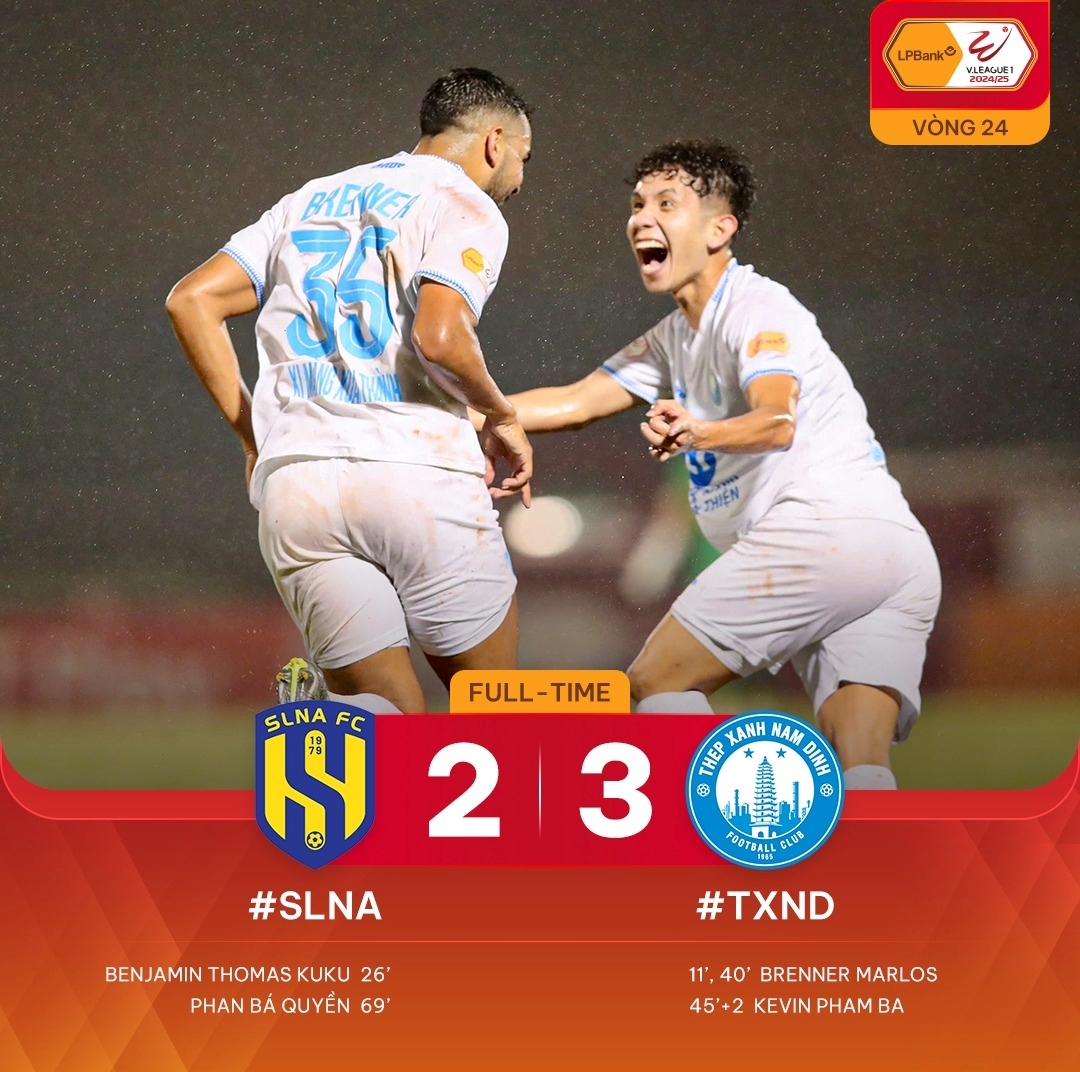 kết quả vòng 24 v-league 2024 2025 nam Định gieo sầu cho slna hình ảnh 2 ket qua vong 24 v-league 2024 2025 nam Dinh gieo sau cho slna hinh anh 2