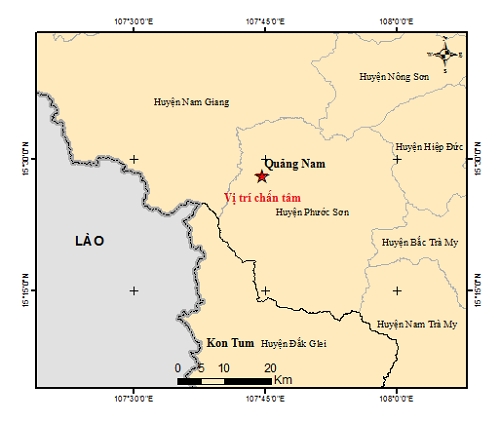Xảy ra động đất tại Điện Biên và Quảng Nam