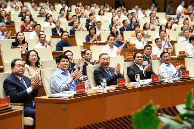 Hình ảnh 1 Tổng Bí thư Tô Lâm và lãnh đạo Đảng, Nhà nước dự Hội nghị toàn quốc quán triệt Nghị quyết 66, Nghị quyết 68 của Bộ Chính trị, sáng 18/5. (Ảnh: Tiền Phong)