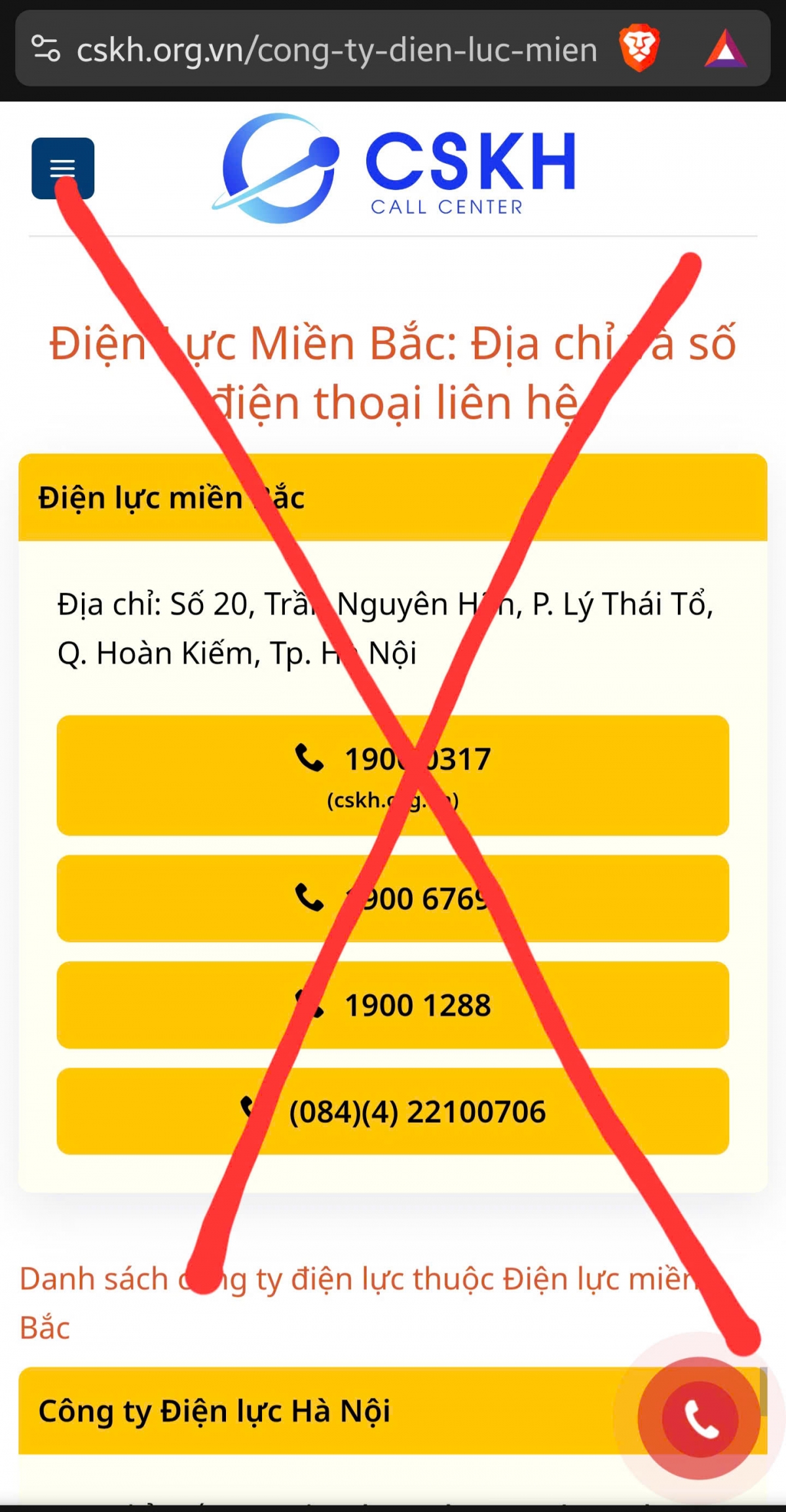 EVNNPC cảnh báo khẩn cấp trang web giả mạng thông tin nhằm lừa đảo khách hàng