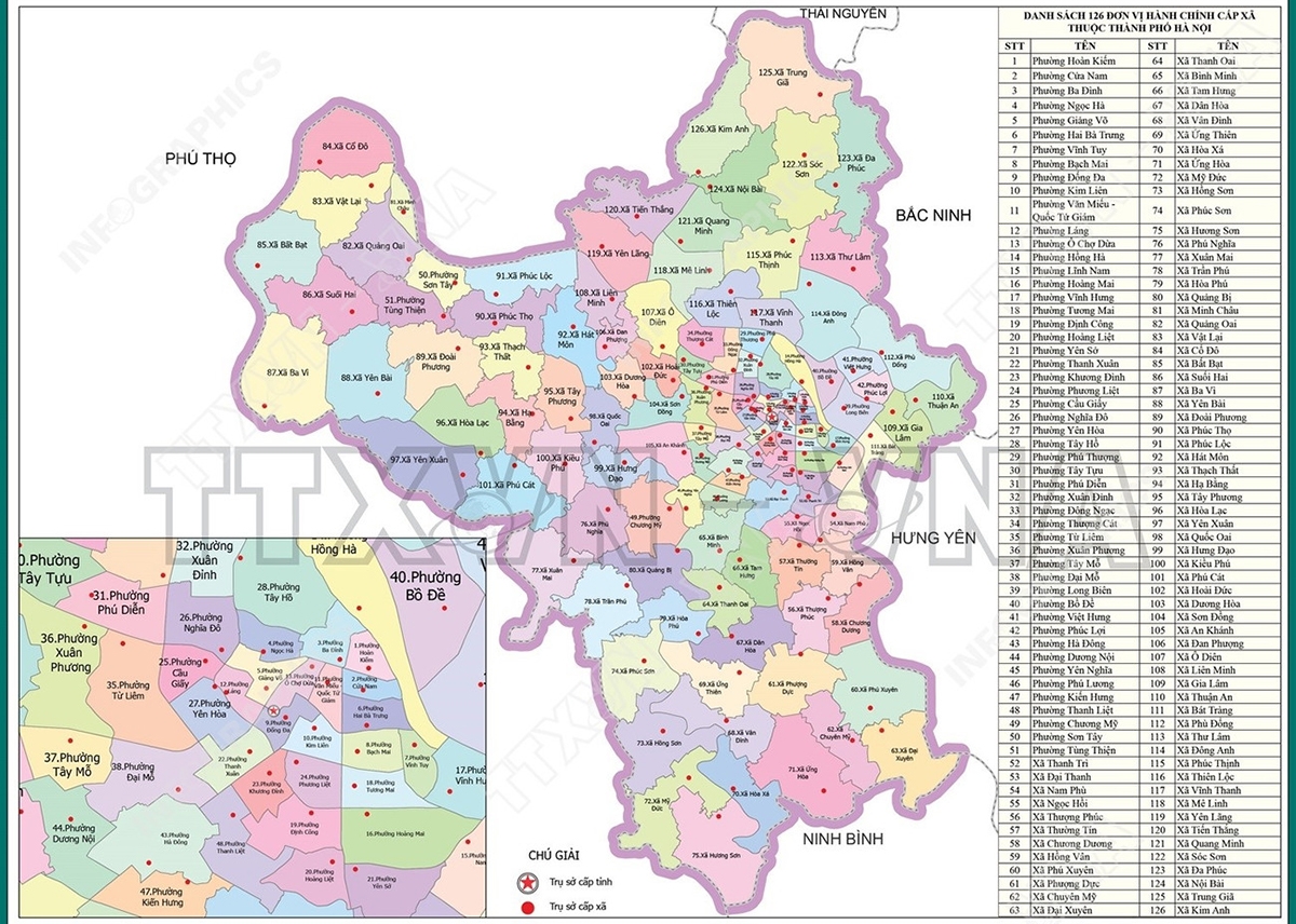 Các Phó Chủ tịch UBND Hà Nội được phân công phụ trách, theo dõi 126 xã, phường