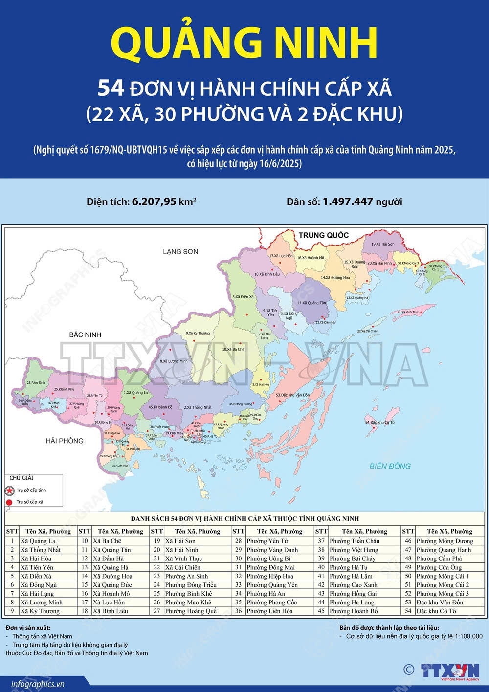 ban do chi tiet 54 don vi hanh chinh cap xa cua quang ninh tu ngay 16 6 2025 hinh anh 1