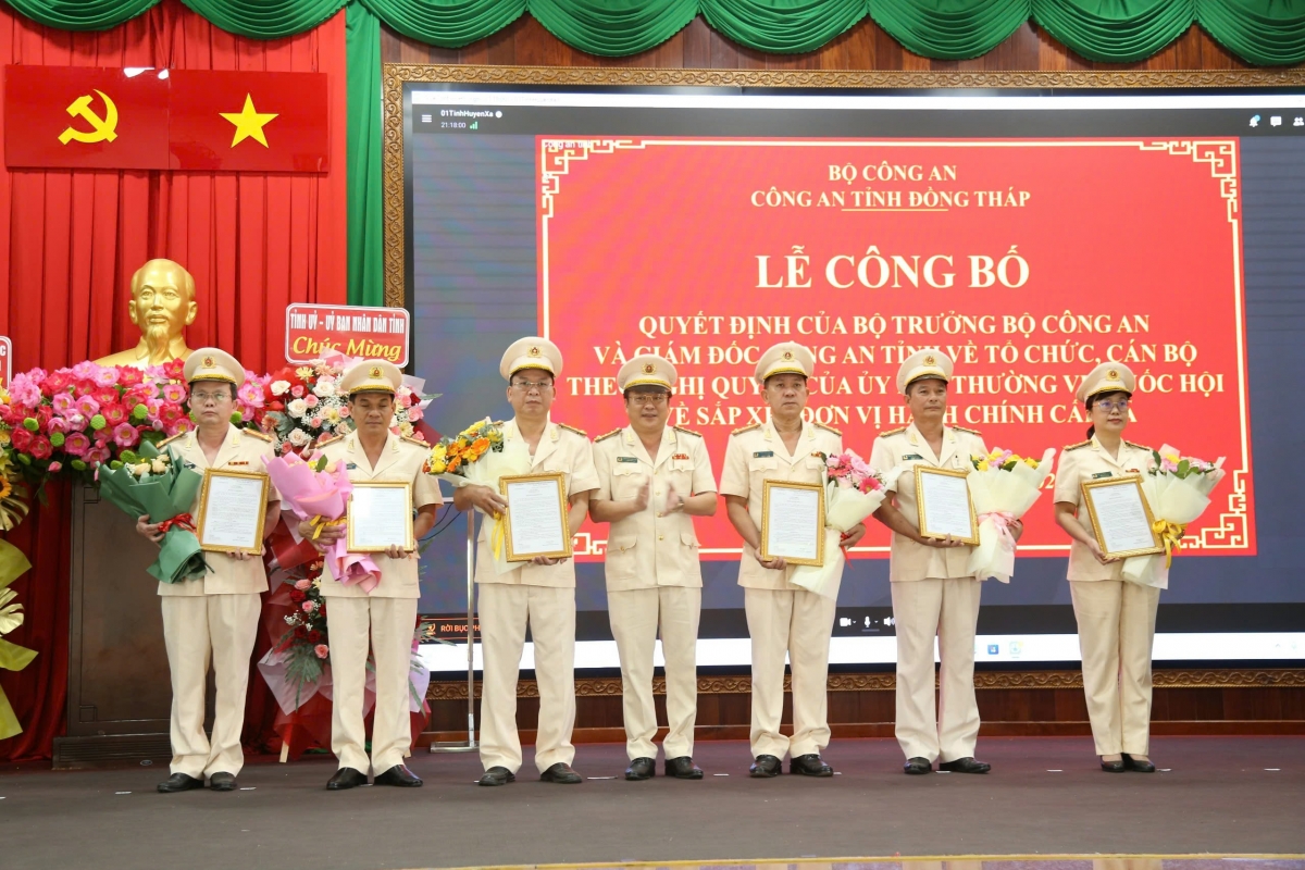 Công an tỉnh Đồng Tháp (mới) có 27 đơn vị cấp phòng, 102 công an cấp xã