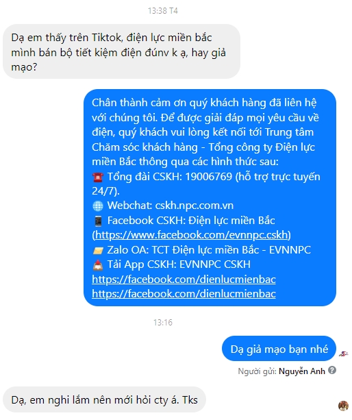 cảnh báo mạo danh evnnpc trên nền tảng video và tiktok để lừa đảo hình ảnh 1 canh bao mao danh evnnpc tren nen tang video va tiktok de lua dao hinh anh 1