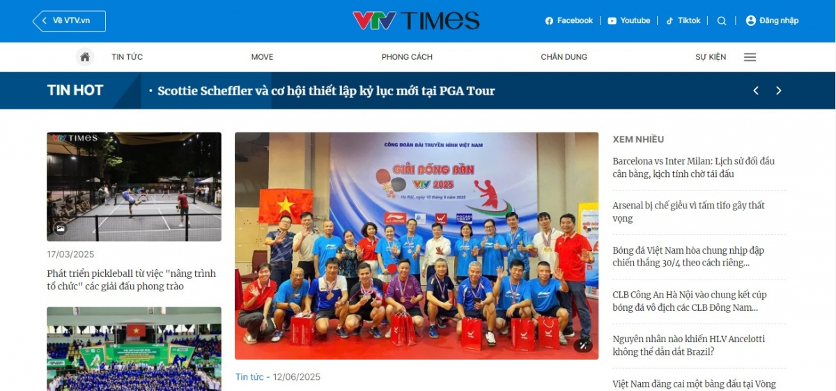 VTV Times ra mắt chuyên trang thể thao