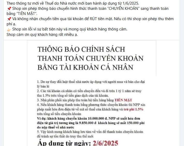 Nhiều hộ kinh doanh từ chối nhận chuyển khoản: Cơ quan thuế cảnh báo xử lý nặng
