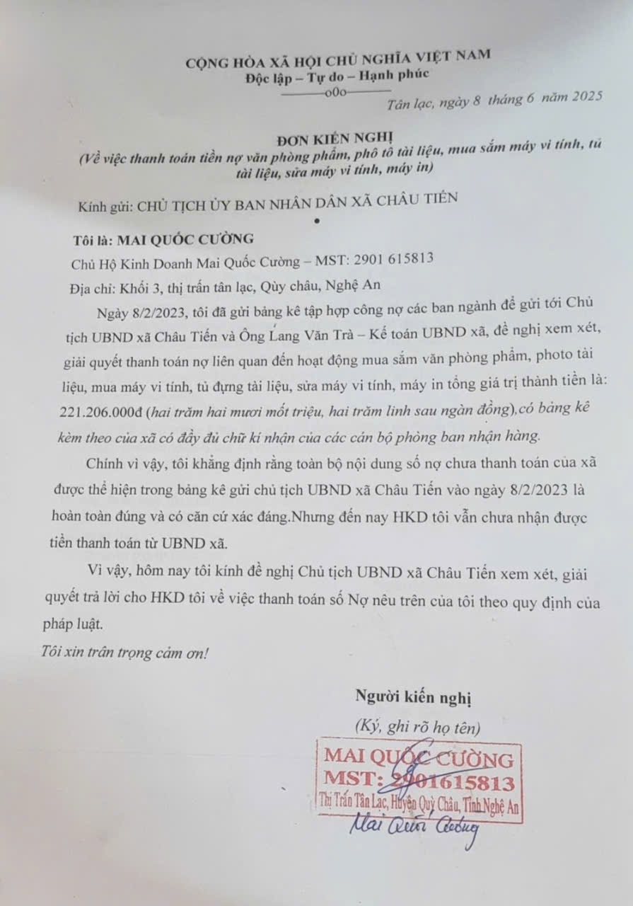 thêm đơn tố xã miền núi ở nghệ an nợ hơn 300 triệu tiền văn phòng phẩm hình ảnh 2 them don to xa mien nui o nghe an no hon 300 trieu tien van phong pham hinh anh 2