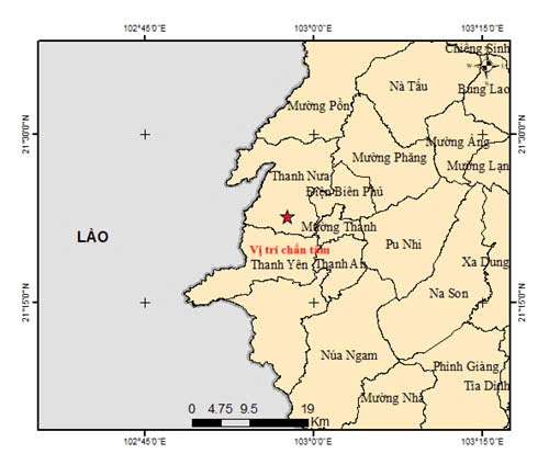 Động đất tại xã Thanh Nưa, tỉnh Điện Biên