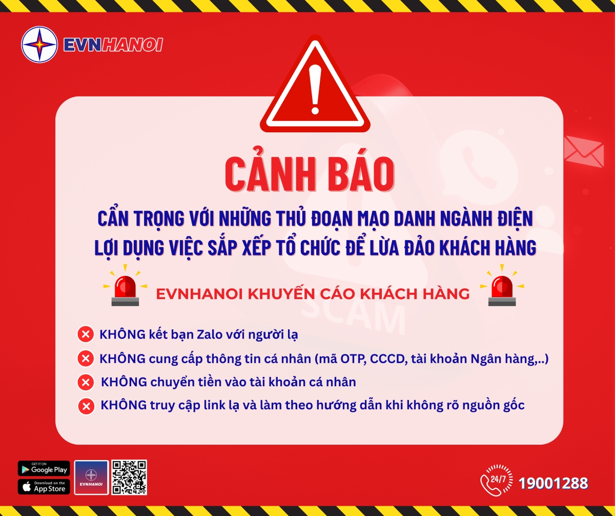 EVNHANOI cảnh báo chiêu trò giả danh nhân viên điện lực để lừa đảo