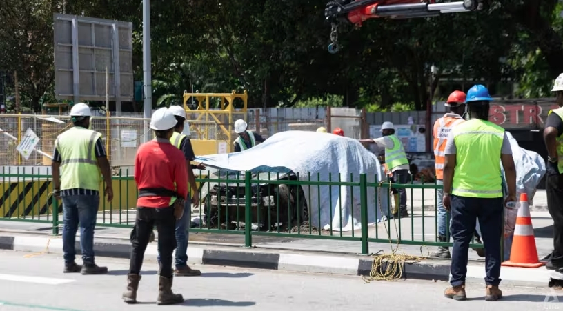  ho tu than nuot chung o to dang di chuyen giua duong pho singapore hinh anh 1