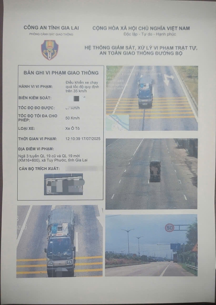 21 lần 'nhấn ga vượt giới hạn', tài xế ở Gia Lai bị phạt gần 115 triệu đồng