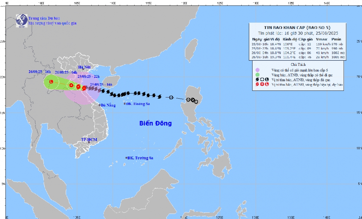 bao so 5 trong 3 gio qua it di chuyen, cuong do giam xuong cap 12, giat cap 14 hinh anh 1