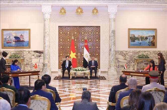 Chủ tịch nước Lương Cường hội đàm với Tổng thống Ai Cập Abdel Fattah Al Sisi