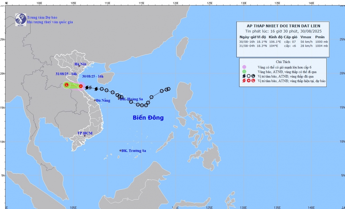 bao so 6 hien da suy yeu thanh ap thap nhiet doi tren dat lien hinh anh 1