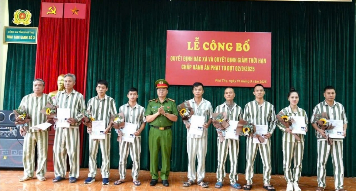 Phú Thọ: Công bố Quyết định đặc xá của Chủ tịch nước tại Trại tạm giam số 3
