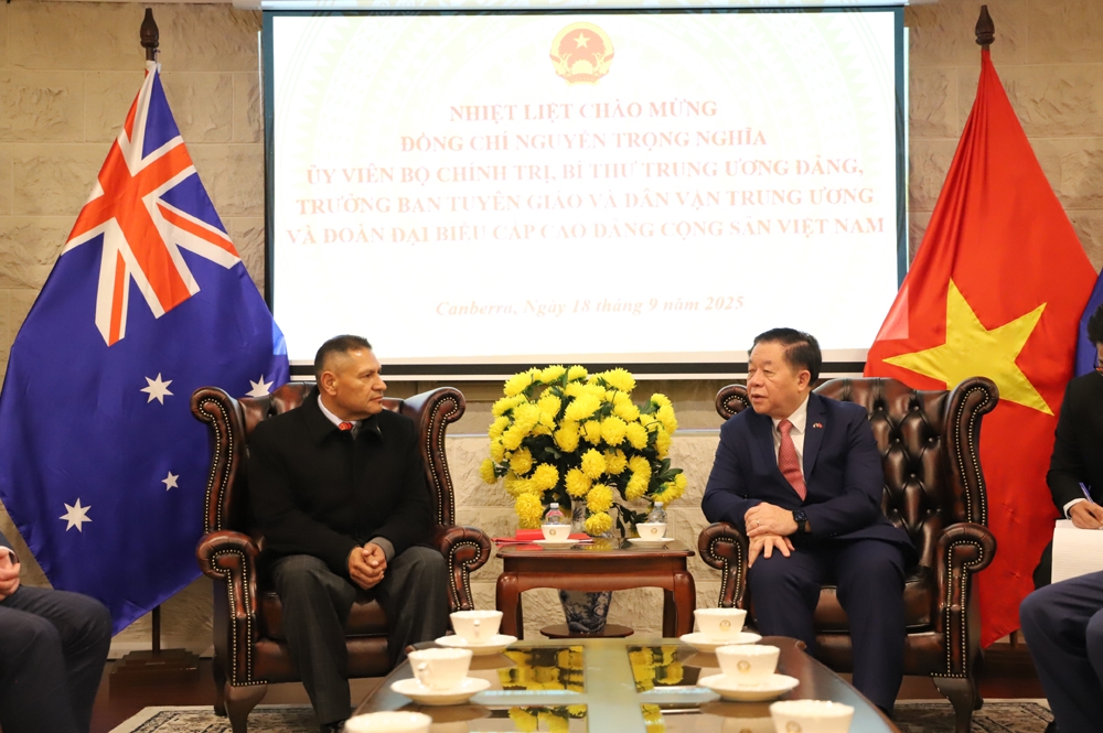 Trưởng Ban Tuyên giáo và Dân vận Trung ương Nguyễn Trọng Nghĩa thăm làm việc tại Australia