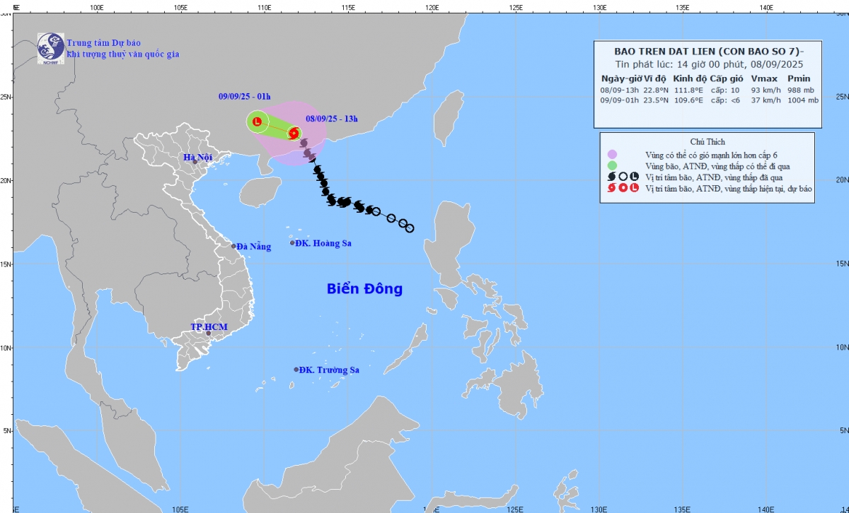 Bão số 7 Tapah đổ bộ vào Trung Quốc, dự kiến miền Bắc có mưa lớn và gió giật mạnh