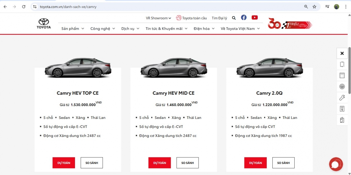 toyota camry tang gia ban hinh anh 1