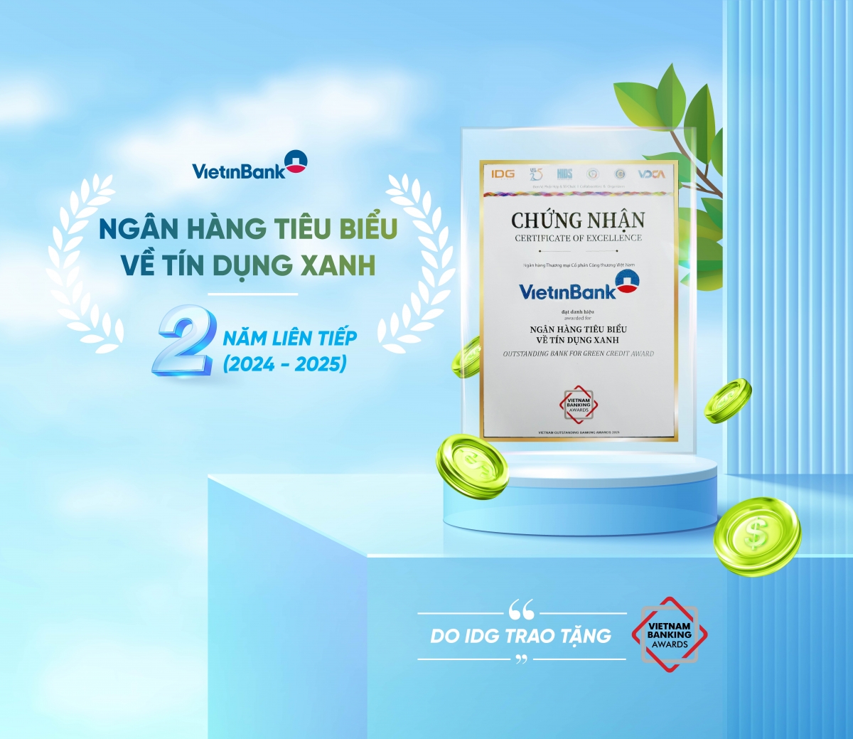 VietinBank 2 năm liên tiếp là “Ngân hàng tiêu biểu về Tín dụng Xanh”