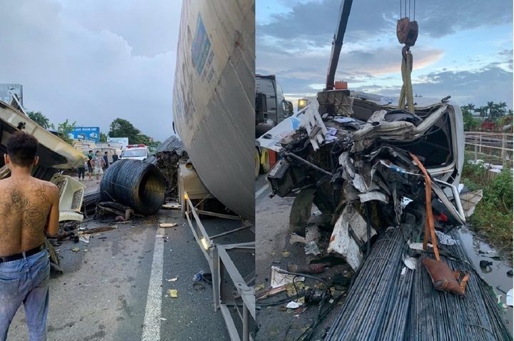 Tông trúng đuôi xe bồn trên Quốc lộ 5 lúc rạng sáng, cabin xe đầu kéo nát bét